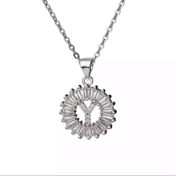 Silver Initial Crystal Pendant Necklace A-Z - Picture 7 of 7